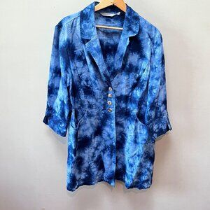 Soft Surroundings Tie Dye‎ Linen Hourglass Silhouette Jacket - Size L